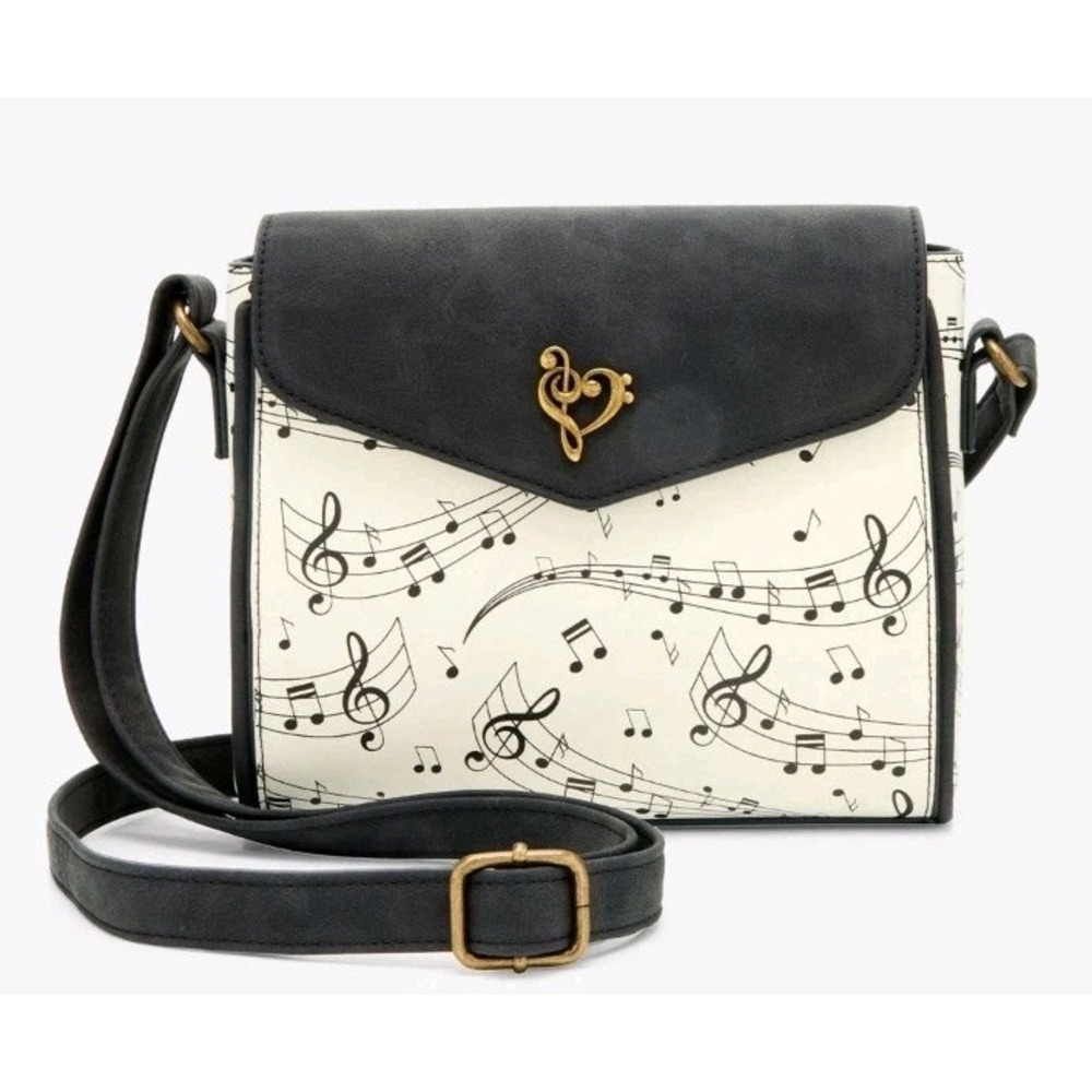 NEW Musical Notes Classic Musical Crossbody Bag With Enamel Heart Musical‎ ART